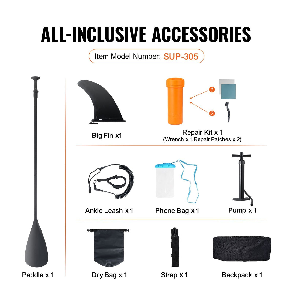 Inflatable Stand Up Paddle Board, 10' x 33" x 6" Wide SUP Paddleboard, with Board Accessories, Pump, Paddle, Fin, Phone Bag, Backpack, Ankle Leash, Repair Kit, Non-slip Deck for Youth & Adults