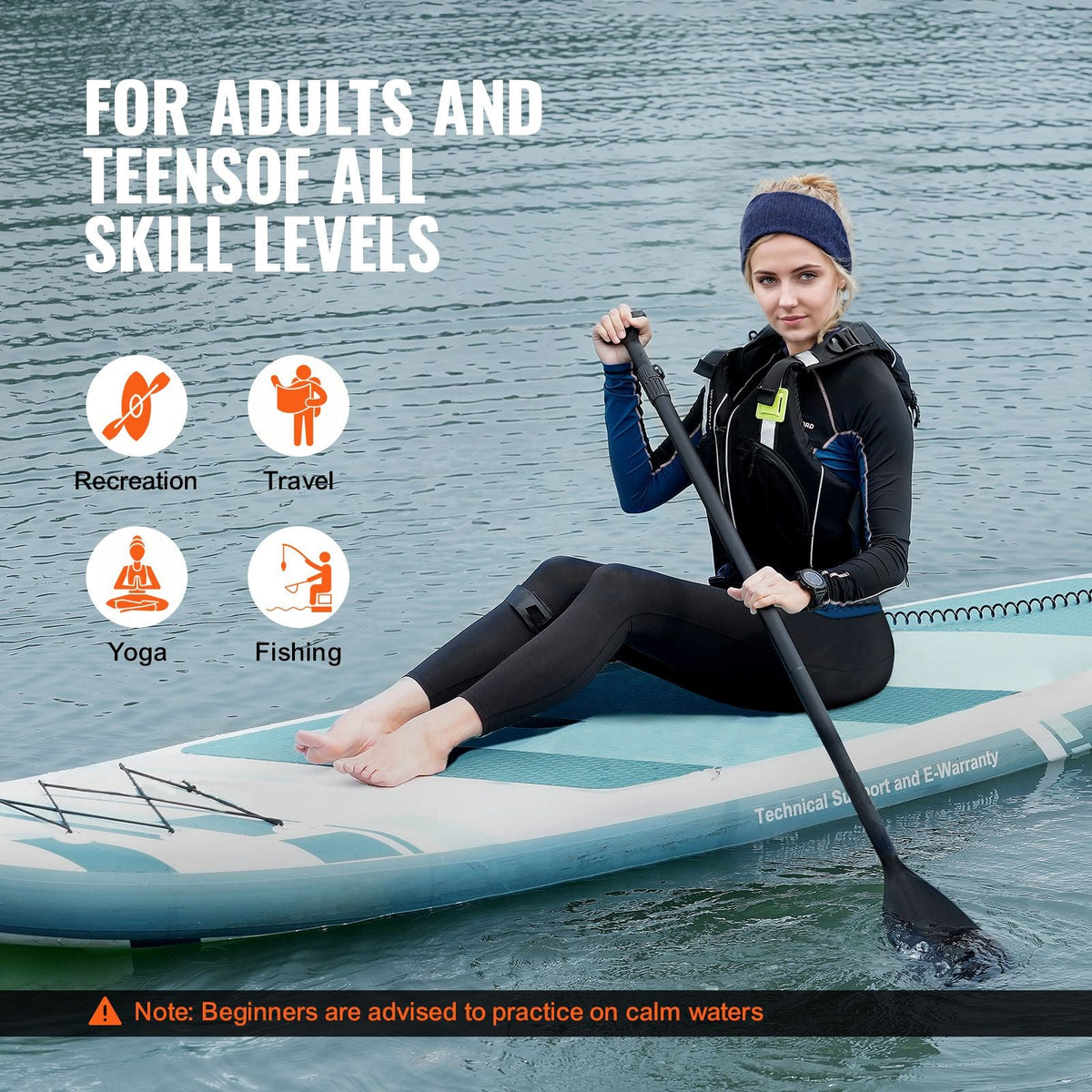 Inflatable Stand Up Paddle Board, 10.6' x 33" x 6" Wide SUP Paddleboard, with Board Accessories, Pump, Paddle, Fin, Phone Bag, Backpack, Ankle Leash, Repair Kit, Non-slip Deck for Youth & Adults