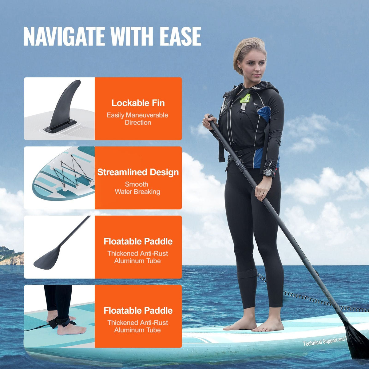 Inflatable Stand Up Paddle Board, 10.6' x 33" x 6" Wide SUP Paddleboard, with Board Accessories, Pump, Paddle, Fin, Phone Bag, Backpack, Ankle Leash, Repair Kit, Non-slip Deck for Youth & Adults