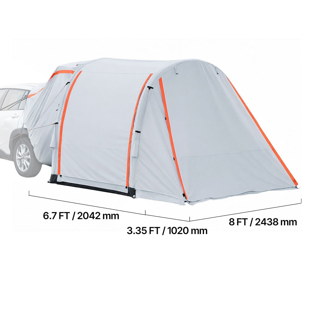 Inflatable SUV Tent with Awning, 8 x 6.7 ft 3-Season SUV Tailgate Tent with Ventilated Doors & Mesh Window, PU2000mm Waterproof Car Rear Hatch Tents for Outdoor Camping - Air Pump Included