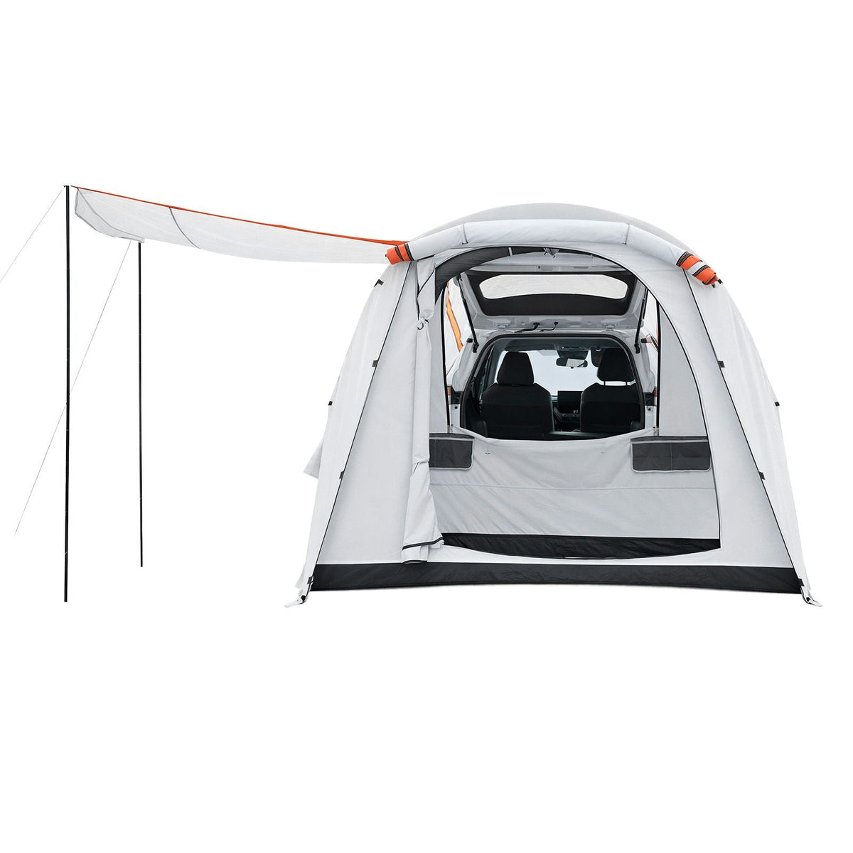 Inflatable SUV Tent with Awning, 8 x 6.7 ft 3-Season SUV Tailgate Tent with Ventilated Doors & Mesh Window, PU2000mm Waterproof Car Rear Hatch Tents for Outdoor Camping - Air Pump Included