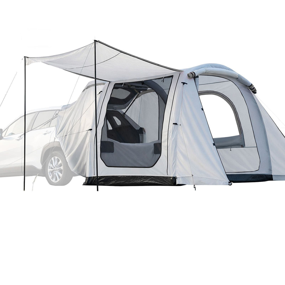 Inflatable SUV Tent with Awning, 8 x 6.7 ft 3-Season SUV Tailgate Tent with Ventilated Doors & Mesh Window, PU2000mm Waterproof Car Rear Hatch Tents for Outdoor Camping - Air Pump Included
