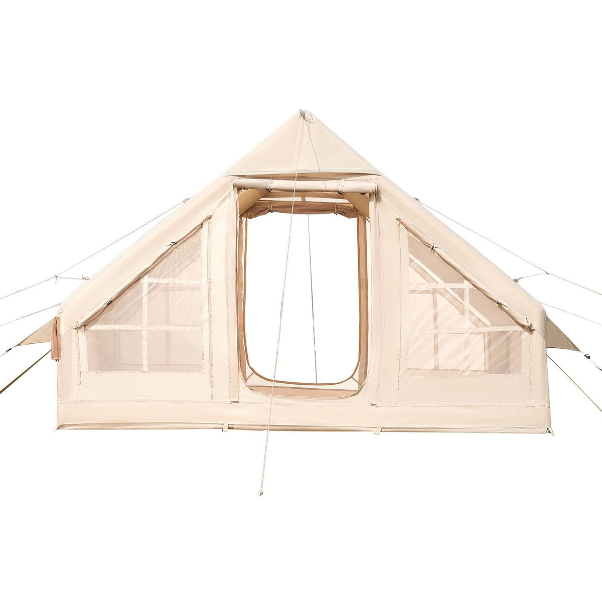 Inflatable Tents for Camping, 3-5 Person Easy Setup Blow up Tent with Hand Pump, 300D Oxford 4 Season Glamping Tent with Stove Jack 2 Doors & 2 Mesh Windows, Storage Bag Included for Easy Taking