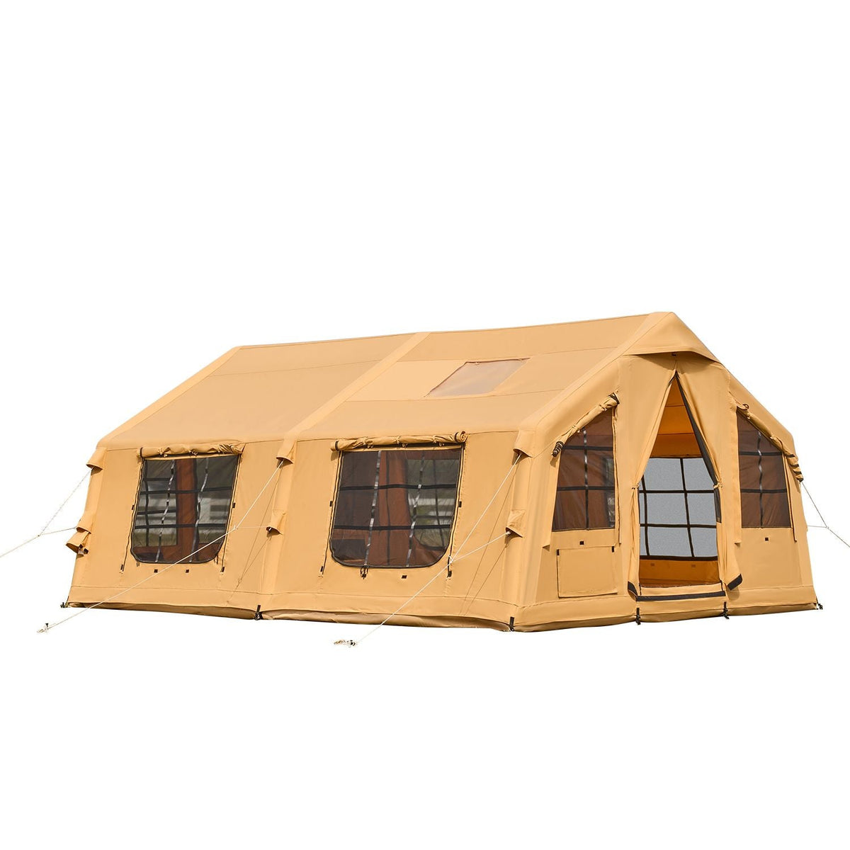 Inflatable Tents for Camping, 8-12 Person Easy Setup Blow up Tent with Hand Pump, 4 Season Luxury Glamping Tent with 2 Skylights, Canopy, Stove Jack, 2 Doors & Mesh Windows (Include Storage Bag)