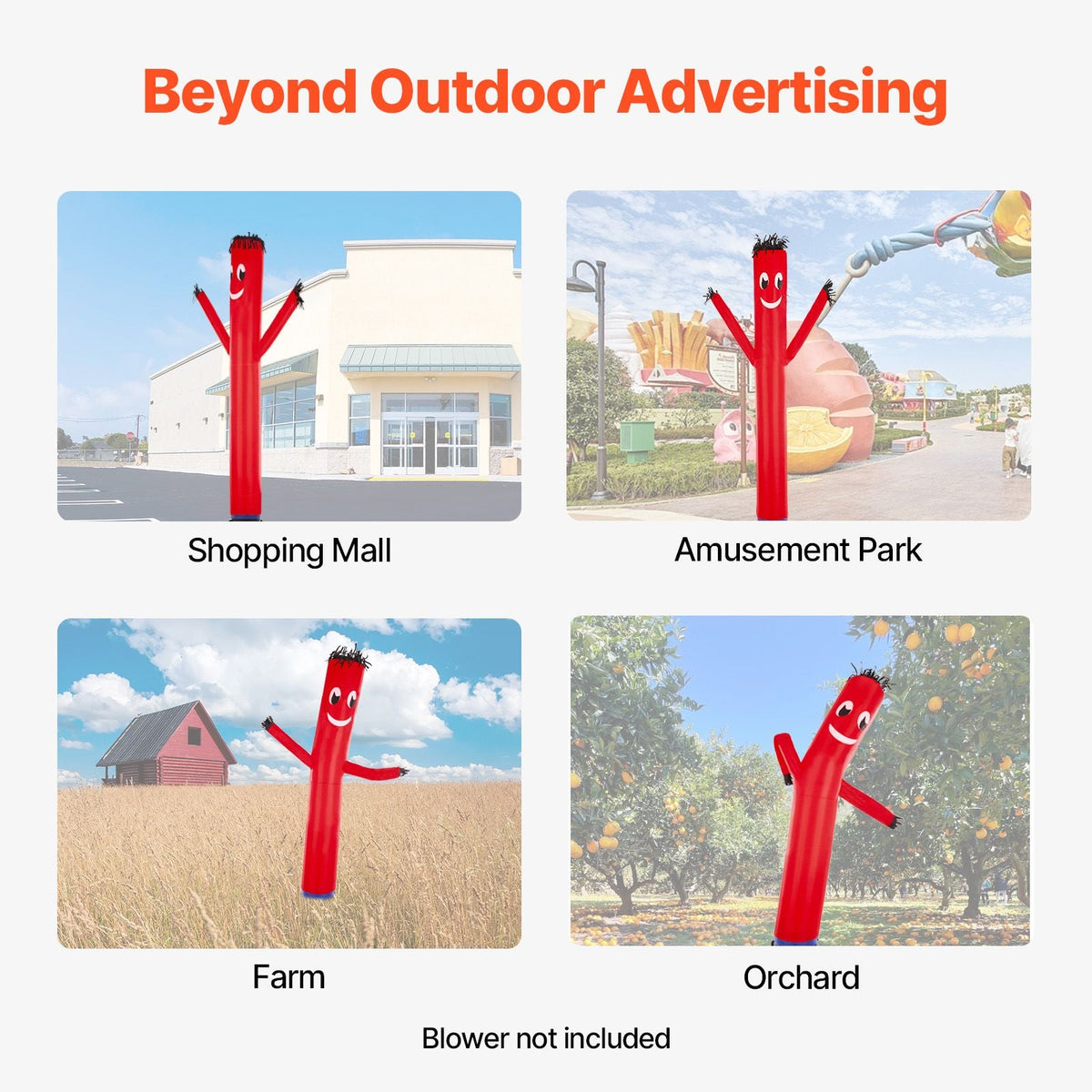 Inflatable Tube Man Attachment, 20-Feet Tall, Wacky Wavy Wind Flying Dancing Tube Guy, Arm Flailing Sky Air Puppet, 18'' for Outdoor Advertising Business Store (Blower Not Included)