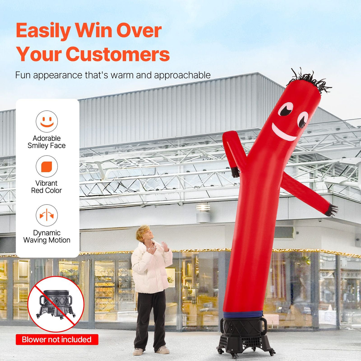 Inflatable Tube Man Attachment, 20-Feet Tall, Wacky Wavy Wind Flying Dancing Tube Guy, Arm Flailing Sky Air Puppet, 18'' for Outdoor Advertising Business Store (Blower Not Included)