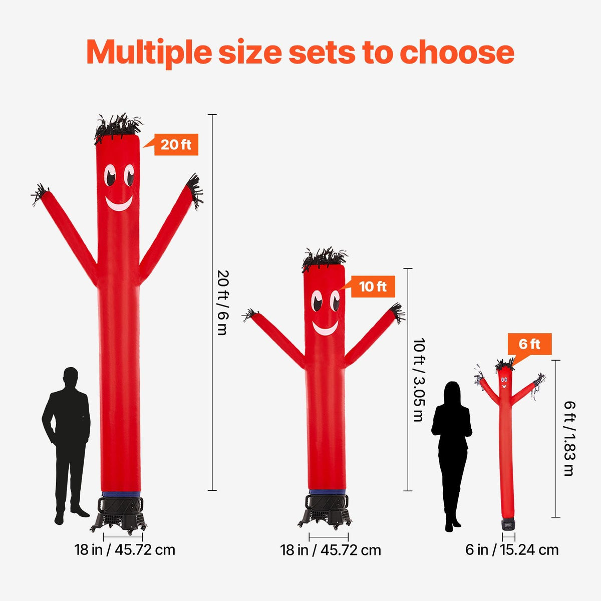 Inflatable Tube Man Set, 20 ft Tall, Wacky Waving Inflatable Dancing Tube Guy with 1 HP Blower, PP Shell IPX3 Waterproof Blower Fan, for Outdoor Advertising Business Store Party