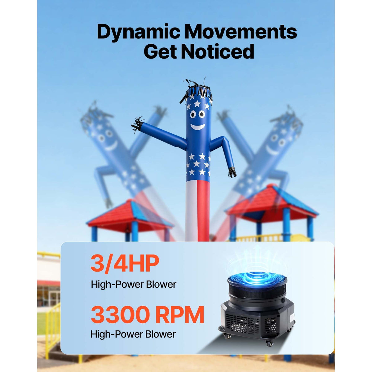 Inflatable Tube Man with Blower, 10 ft Tall, Wacky Waving Wind Flying Inflatable Dancing Tube Guy with 3/4 HP IPX3 Waterproof Blower Fan, for Outdoor Advertising Business Store Party Decoration
