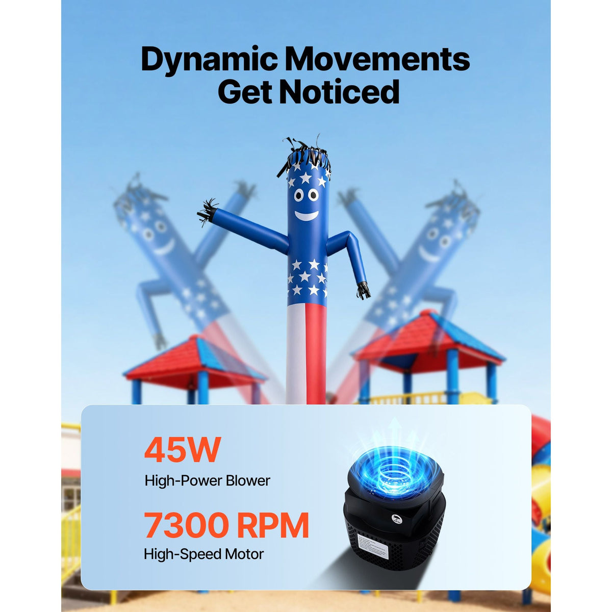Inflatable Tube Man with Blower, 6 ft Tall, Wacky Waving Wind Flying Inflatable Dancing Tube Guy with 1/15 HP IPX3 Waterproof Blower Fan, for Outdoor Advertising Business Store Party Decoration