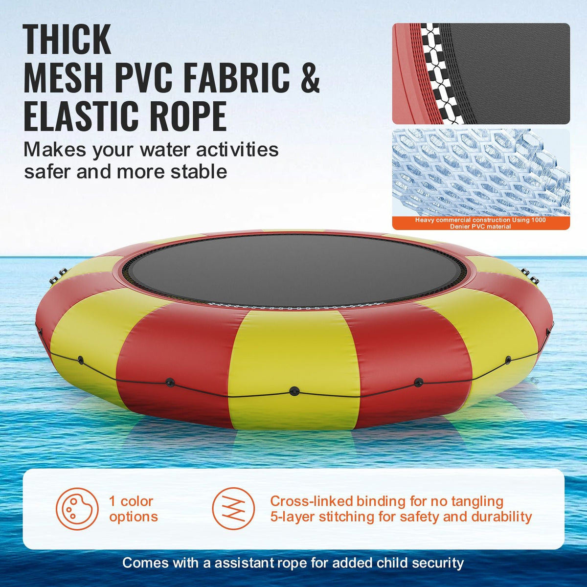 Inflatable Water Bouncer, 17ft Recreational Water Trampoline, Portable Bounce Swim Platform with 5-Step Ladder & Electric Air Pump, Kids Adults Floating Rebounder for Pool, Lake, Water Sports