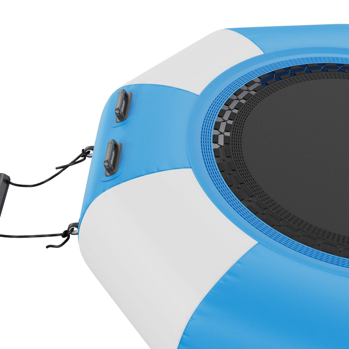Inflatable Water Bouncer, 6.5ft Recreational Water Trampoline, Portable Bounce Swim Platform with 3-Step Ladder & Electric Air Pump, Kids Adults Floating Rebounder for Pool, Lake, Water Sports