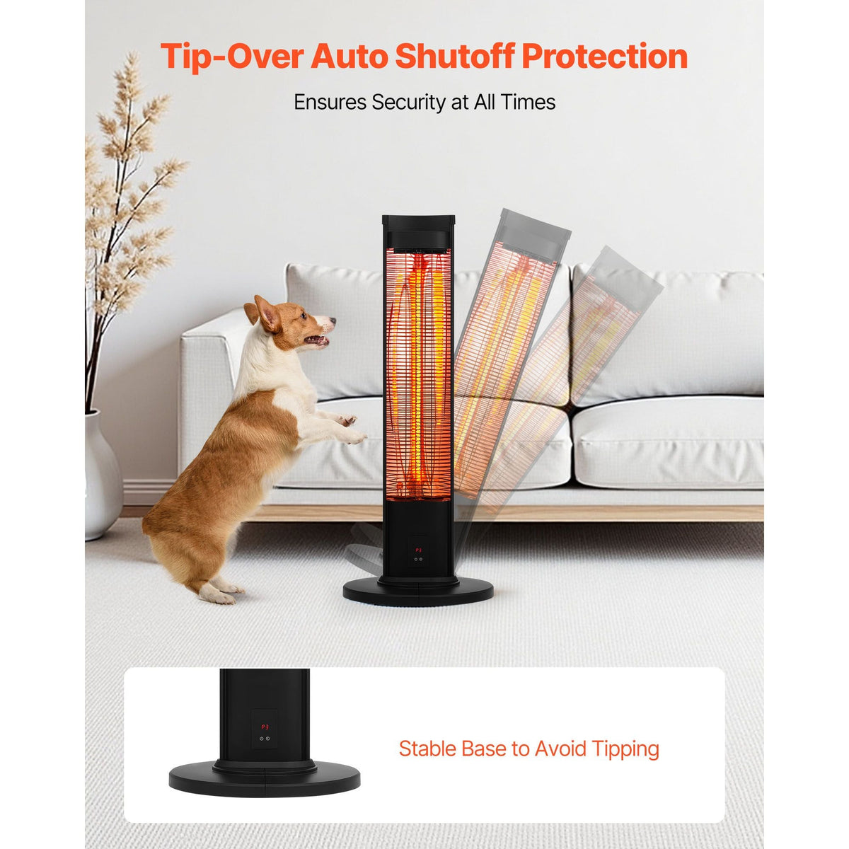 Infrared Heater, 1500W Electric Space Heater with Remote Control, 2 Speeds & Easy Operate, Indoor/Outdoor for Patio Bedroom,Studio,Porch,Dining Room,Studio