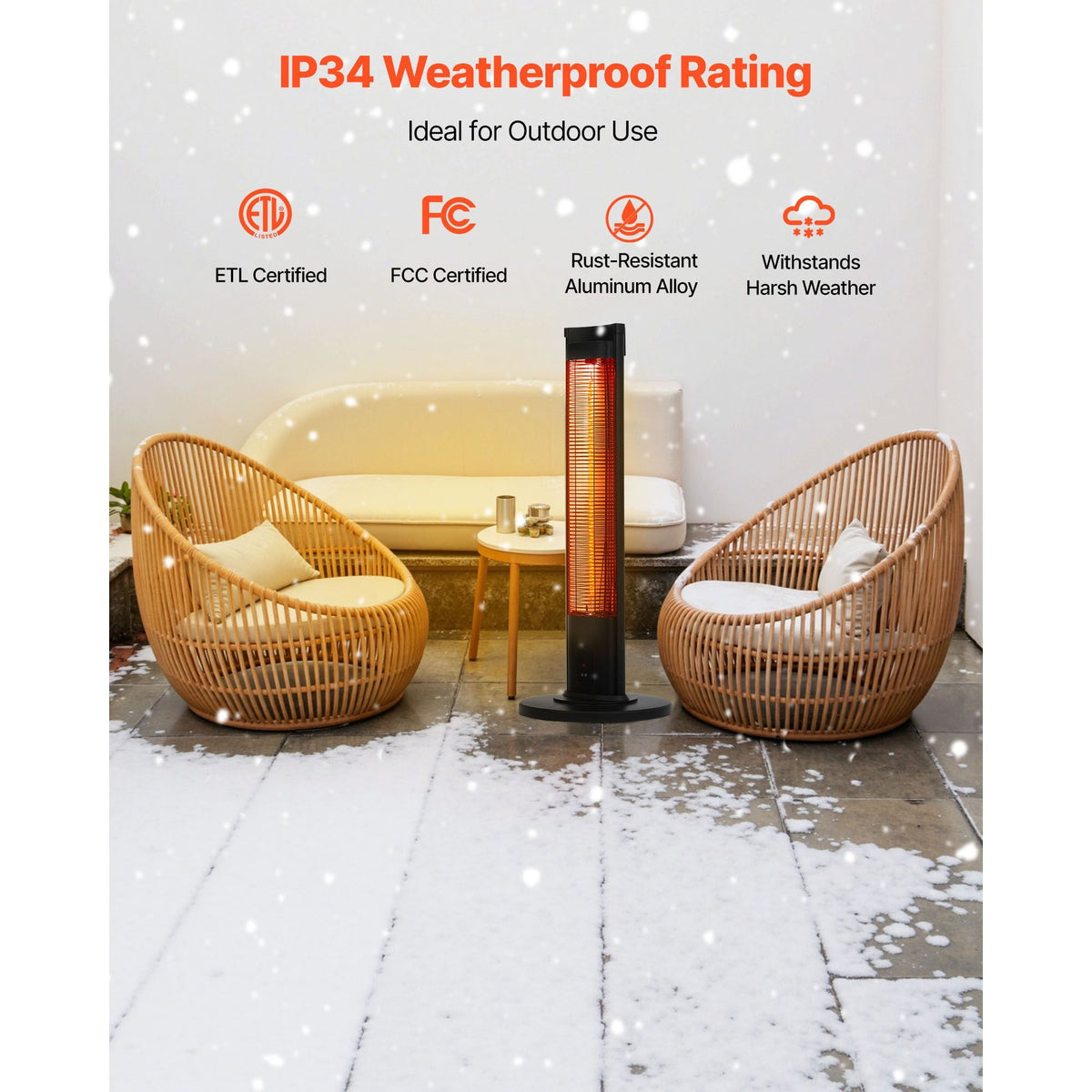 Infrared Heater, 1500W Electric Space Heater with Remote Control, 2 Speeds & Easy Operate, Indoor/Outdoor for Patio Bedroom,Studio,Porch,Dining Room,Studio