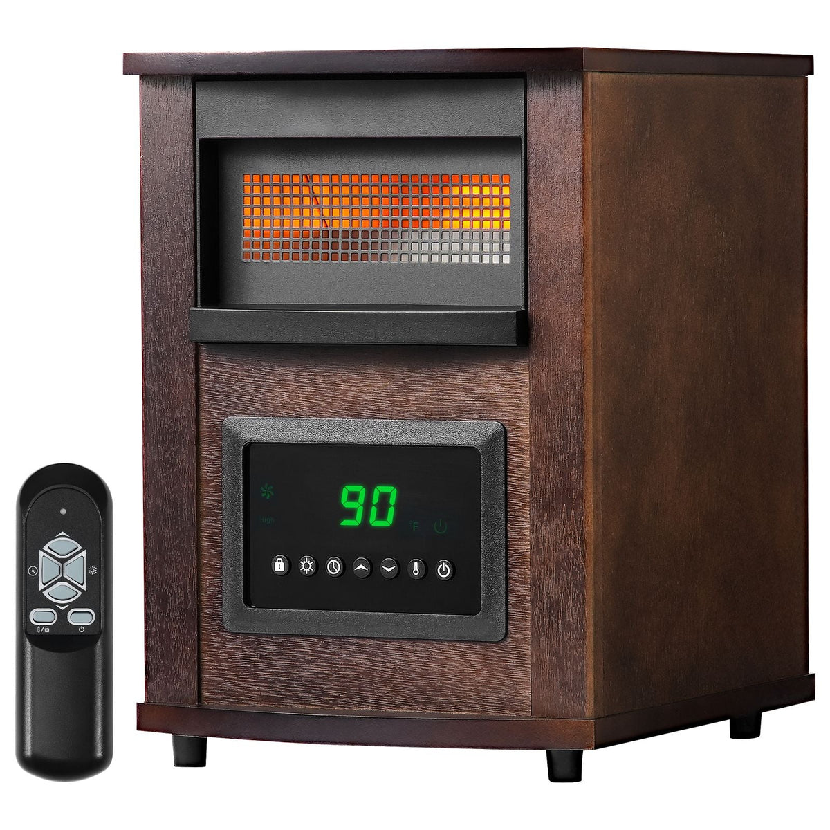 Infrared Heater, 1500W Remote Control Electric Space Heater, LED Patio Heater w/ 3 Speeds & Timer & Overheat/Tip-Over Protection & Child Lock, for Bedroom,Living Room,Nursery,Studio,MDF