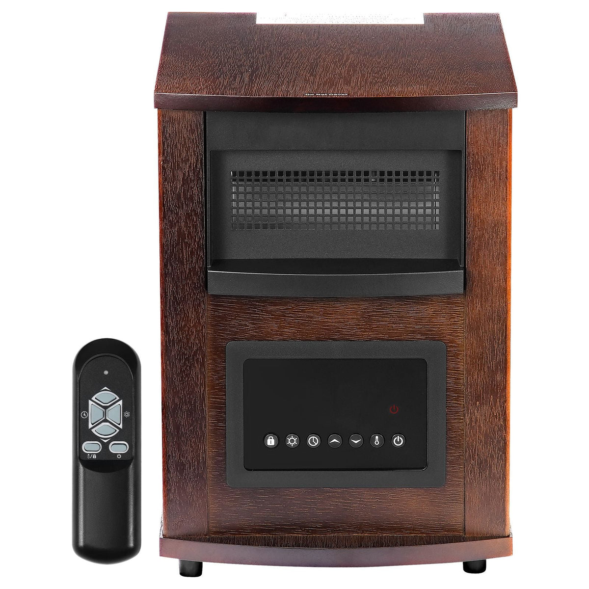 Infrared Heater, 1500W Remote Control Electric Space Heater, LED Patio Heater w/ 3 Speeds & Timer & Overheat/Tip-Over Protection & Child Lock, for Bedroom,Living Room,Nursery,Studio,MDF