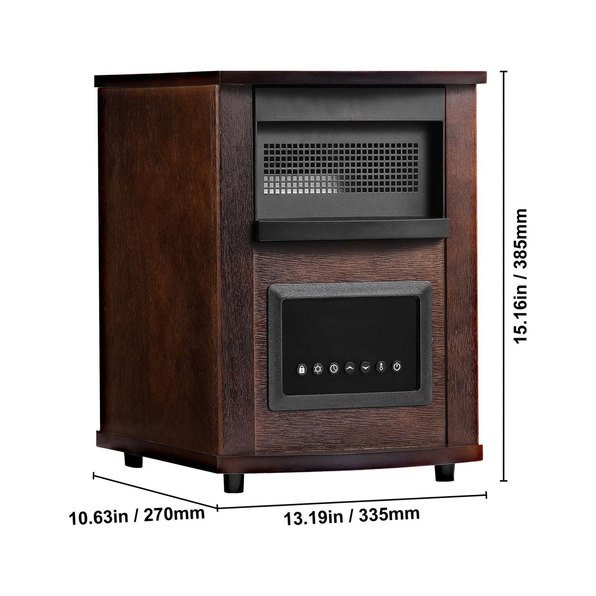 Infrared Heater, 1500W Remote Control Electric Space Heater, LED Patio Heater w/ 3 Speeds & Timer & Overheat/Tip-Over Protection & Child Lock, for Bedroom,Living Room,Nursery,Studio,MDF