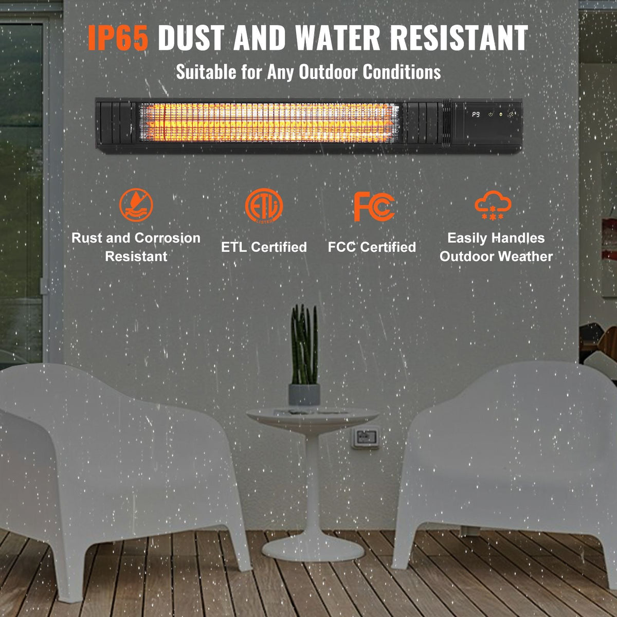 Infrared Heater, 1500W Remote Control Electric Space Infrared Heater, Carbon Infrared Outdoor Heater with 9 Speeds & 24h Timer, for Porch,Patio,Dining Room,Studio,Backyard,Garage, Wall Mount