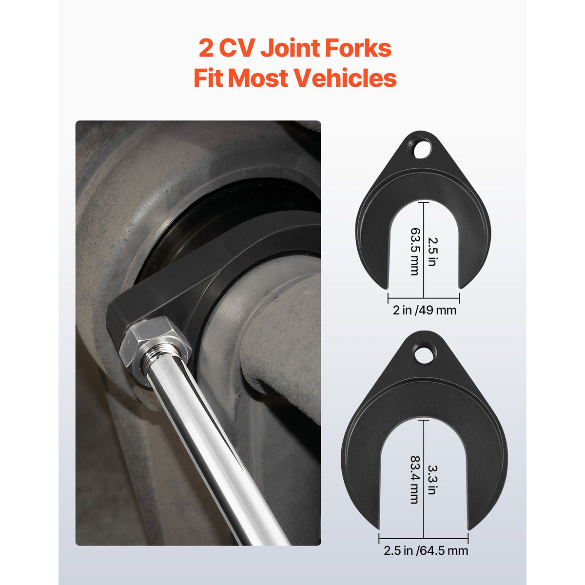 Inner CV Axle Puller Tool Set with 5/8 in-18 Slide Hammer & 2-Inch 2.5-Inch CV Joint Fork Adapter, Inner CV Joint Removal Tool Kit, Heavy Duty Front Wheel Drive Axle Puller Slide Hammer Set