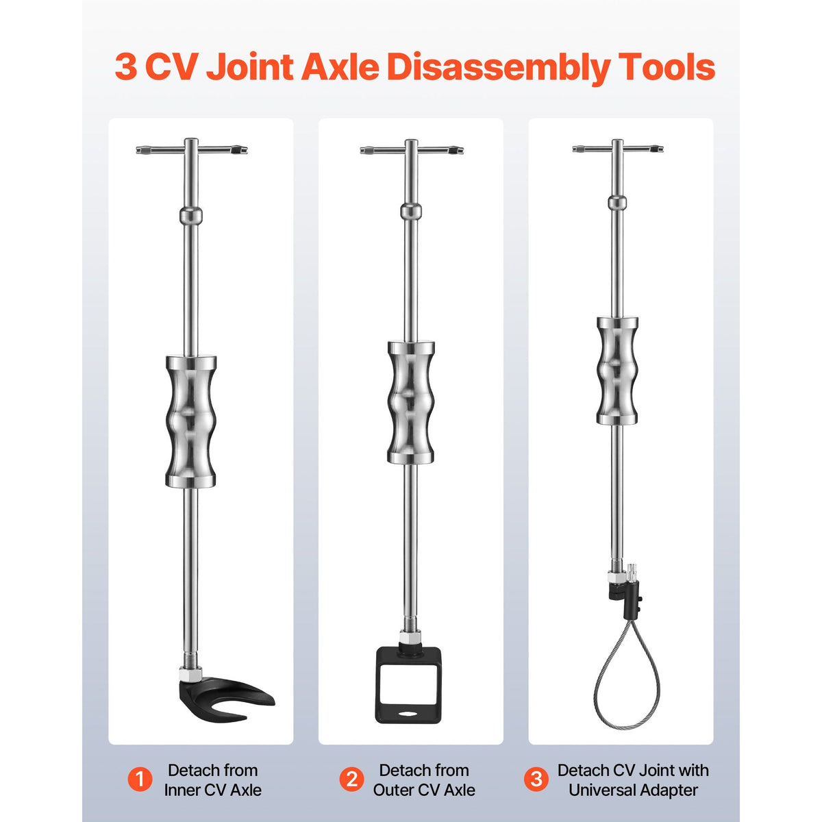Inner CV Axle Puller Tool Set with 5/8 in-18 Slide Hammer & 2-Inch 2.5-Inch CV Joint Fork Adapter, Inner CV Joint Removal Tool Kit, Heavy Duty Front Wheel Drive Axle Puller Slide Hammer Set