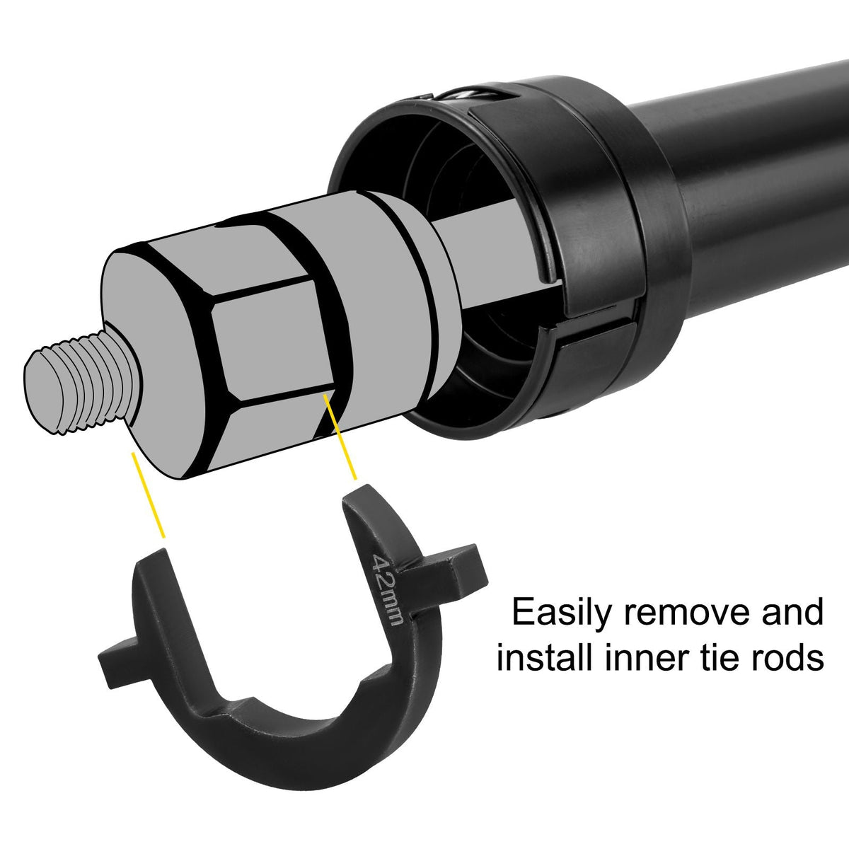 Inner Tie Rod Installation Kit, Includes 13 Crowfoot Adapters, Durable 1/2 Inch Drive Tube for Efficient Removal, Crafted from Robust Steel, Ideal for Automotive Maintenance