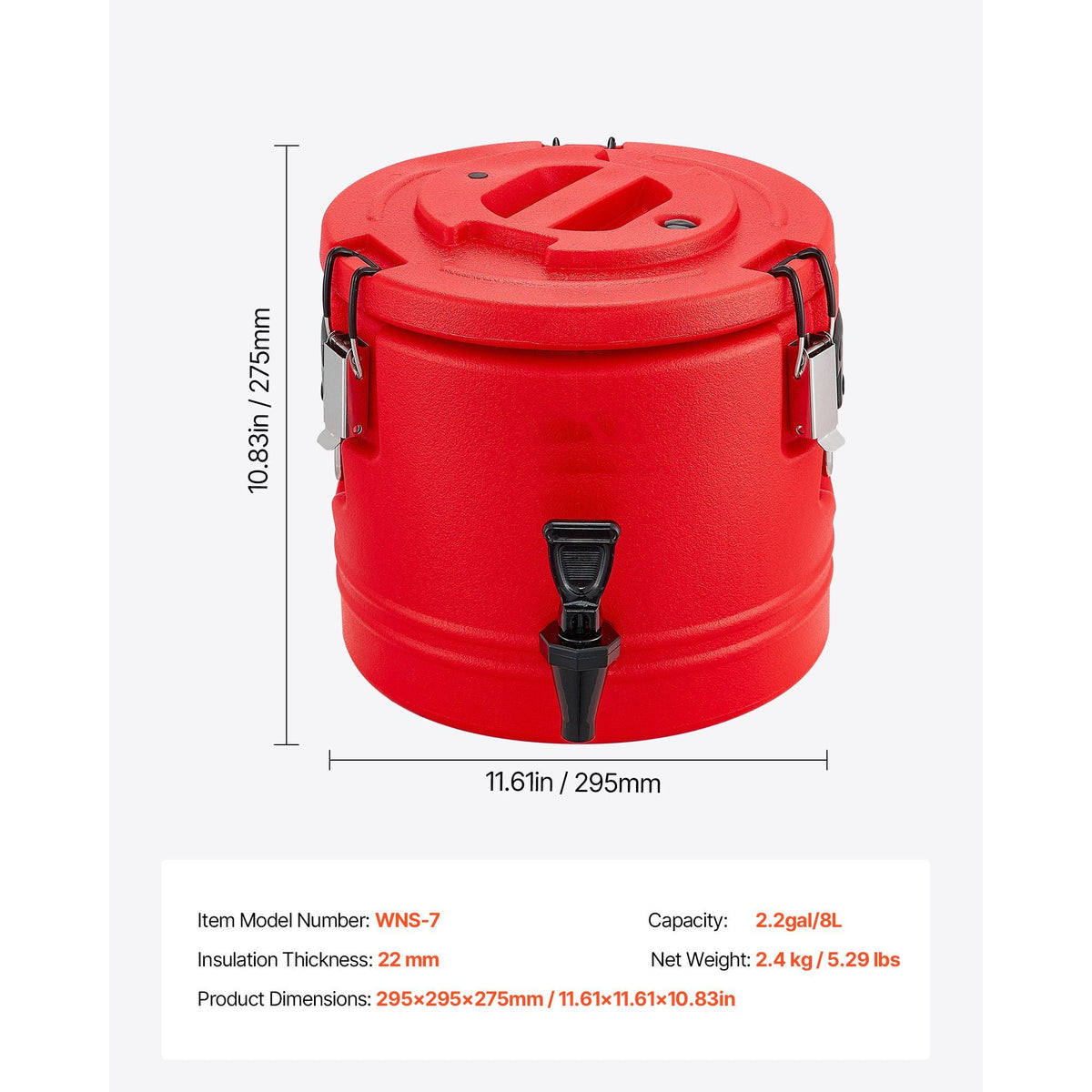Insulated Beverage Dispenser, 2.2 Gal/8L Thermal Hot and Cold Drink Server Dispenser with Spigot, Food-Grade Cooler Jug with 304 Stainless Steel Interior, for Tea Coffee Restaurant Outdoor