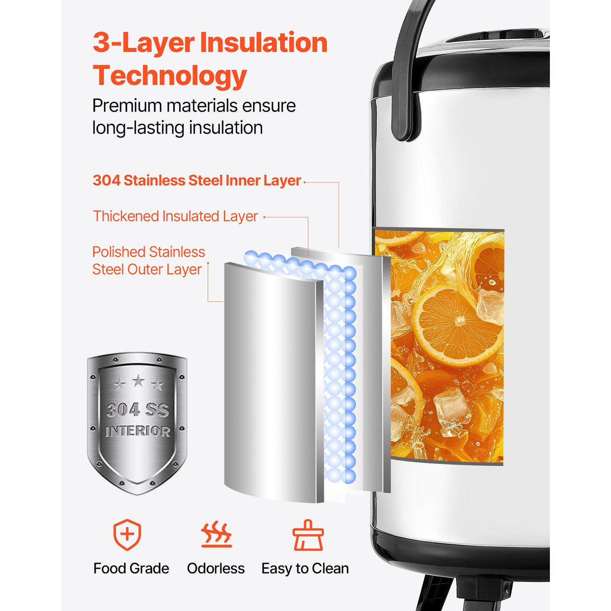 Insulated Beverage Dispenser, 3.2 Gal/12L Stainless Steel Thermal Drink Server with Spigot & Temp Display, Suitable for Hot and Cold Drinks, for Tea Coffee Water in Cafes & Restaurants, 2 Pack