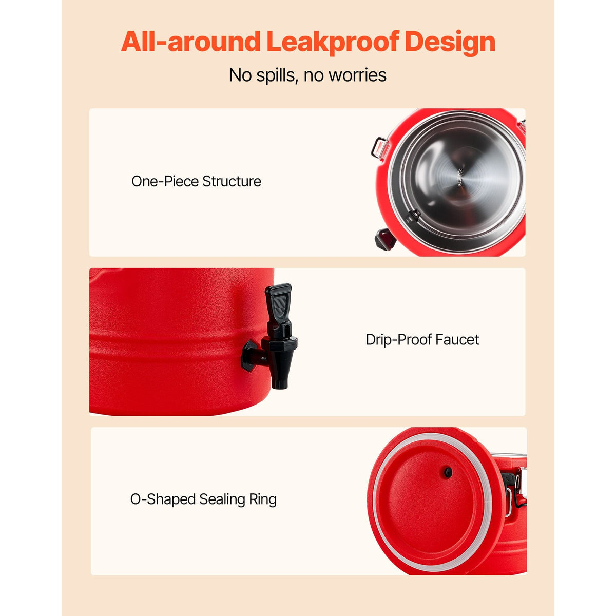 Insulated Beverage Dispenser, 8 Gal/30.3L Thermal Hot and Cold Drink Server Dispenser with Spigot, Food-Grade Cooler Jug with 304 Stainless Steel Interior, for Tea Coffee Restaurant Outdoor