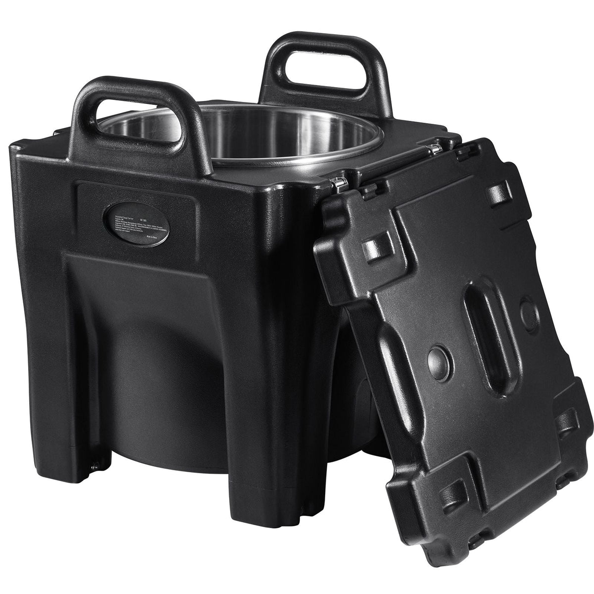 Insulated Food Carrier, 32Qt Capacity, Stackable Catering Hot Box w/Stainless Steel Barrel, Top Load LLDPE Food Warmer w/Integral Handles Buckles Stationary , for Restaurant Canteen, Black