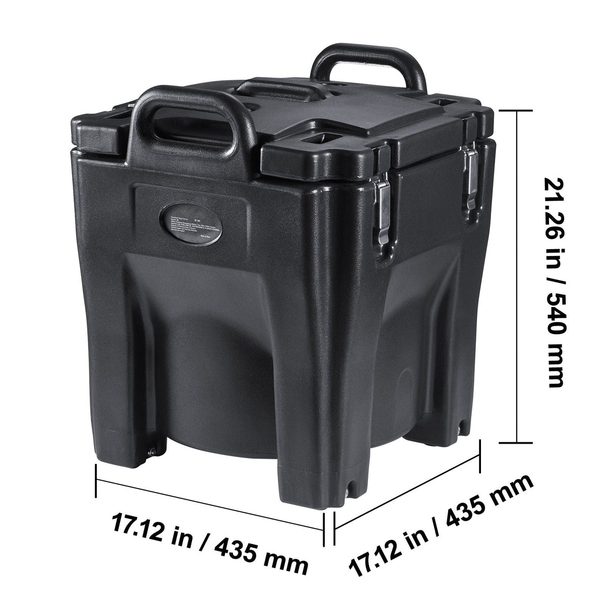 Insulated Food Carrier, 32Qt Capacity, Stackable Catering Hot Box w/Stainless Steel Barrel, Top Load LLDPE Food Warmer w/Integral Handles Buckles Stationary , for Restaurant Canteen, Black