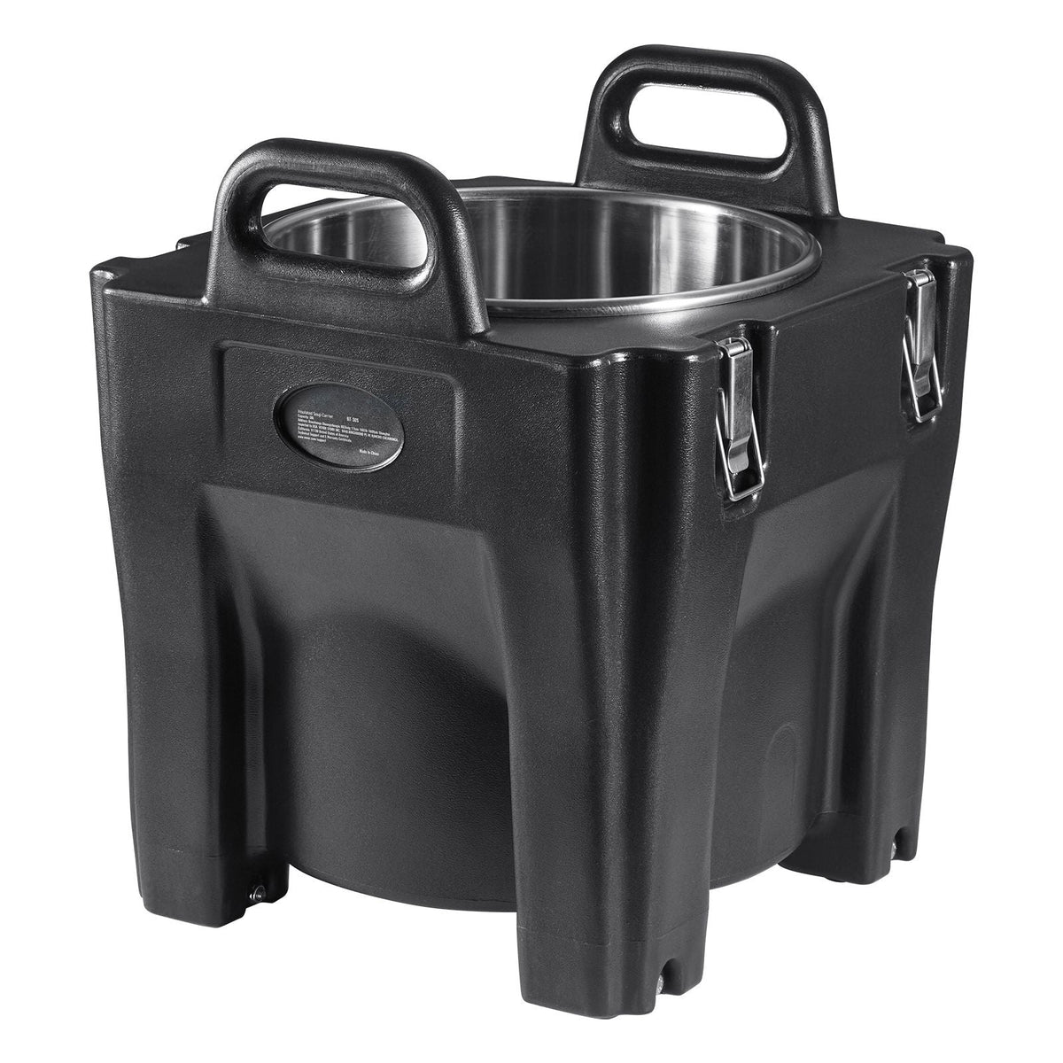 Insulated Food Carrier, 32Qt Capacity, Stackable Catering Hot Box w/Stainless Steel Barrel, Top Load LLDPE Food Warmer w/Integral Handles Buckles Stationary , for Restaurant Canteen, Black