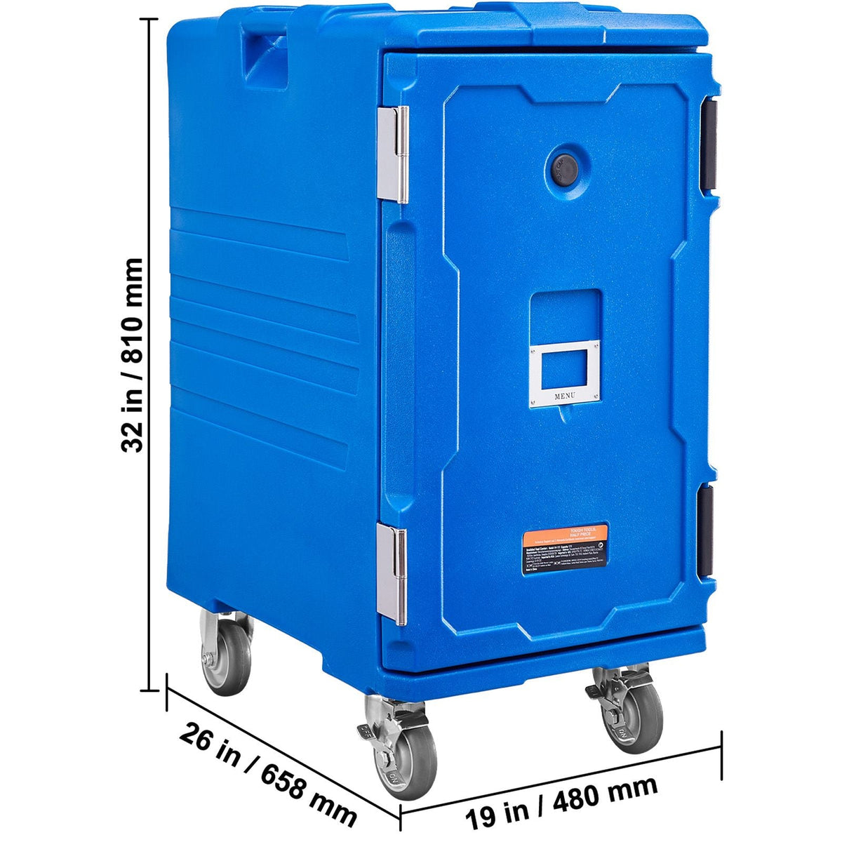 Insulated Food Pan Carrier, 127 Qt Hot Box for Catering, Food Box Carrier with Double Buckles, Front Loading Food Warmer with Handles, End Loader with Wheels for Restaurant, Canteen