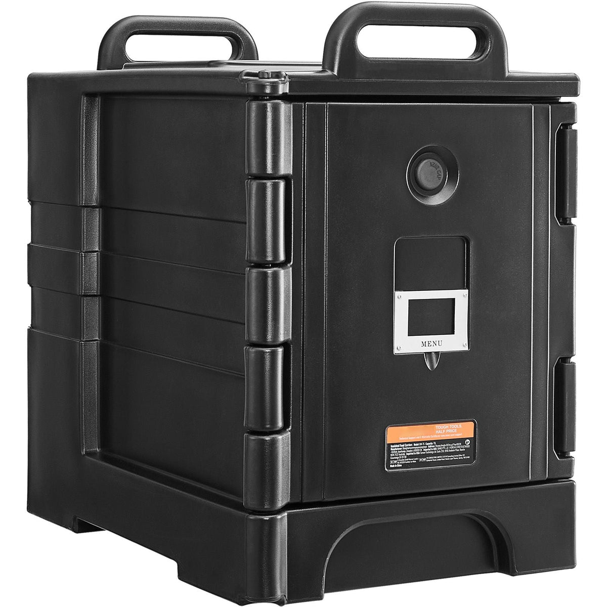 Insulated Food Pan Carrier, 81 Qt Hot Box for Catering, Food Box Carrier with Double Buckles, Front Loading Food Warmer with Handles, Stackable End Loader for Restaurant, Canteen