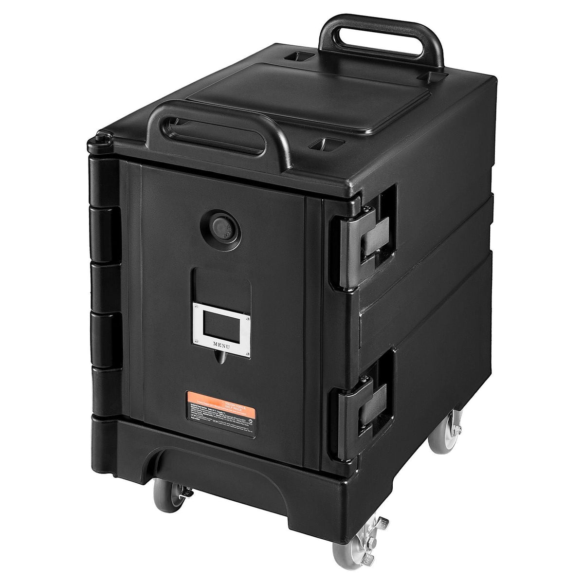 Insulated Food Pan Carrier, 81 Qt Hot Box for Catering, Food Box Carrier with Double Buckles, Front Loading Food Warmer with Handles, Stackable End Loader with Wheels for Restaurant, Canteen