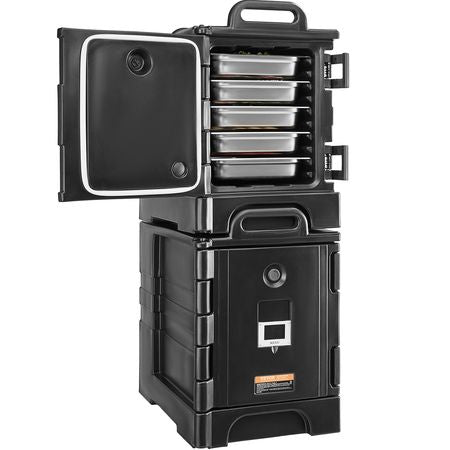 Insulated Food Pan Carrier, 81 Qt x 2 Pack Hot Box for Catering, Food Box Carrier with Double Buckles, Front Loading Food Warmer with Handles, Stackable End Loader for Restaurant, Canteen