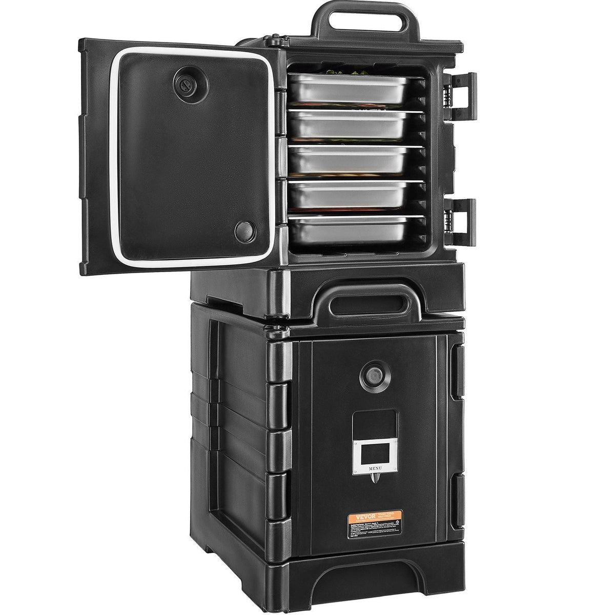 Insulated Food Pan Carrier, 81 Qt x 2 Pack Hot Box for Catering, Food Box Carrier with Double Buckles, Front Loading Food Warmer with Handles, Stackable End Loader for Restaurant, Canteen