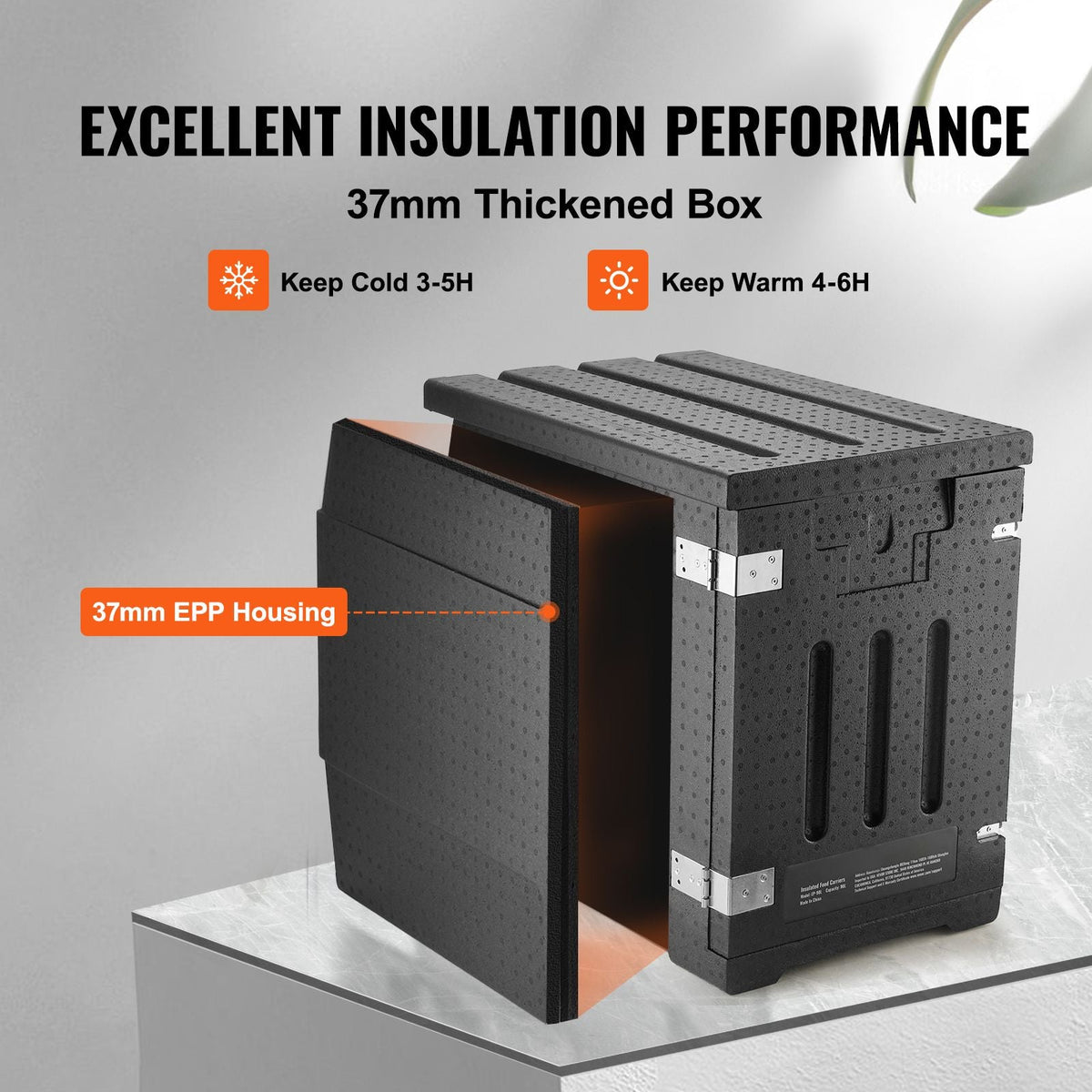 Insulated Food Pan Carrier, 82 Qt Hot Box for Catering, LLDPE Food Box Carrier with Double Buckles, Front Loading Food Warmer for Restaurant, Canteen, etc.