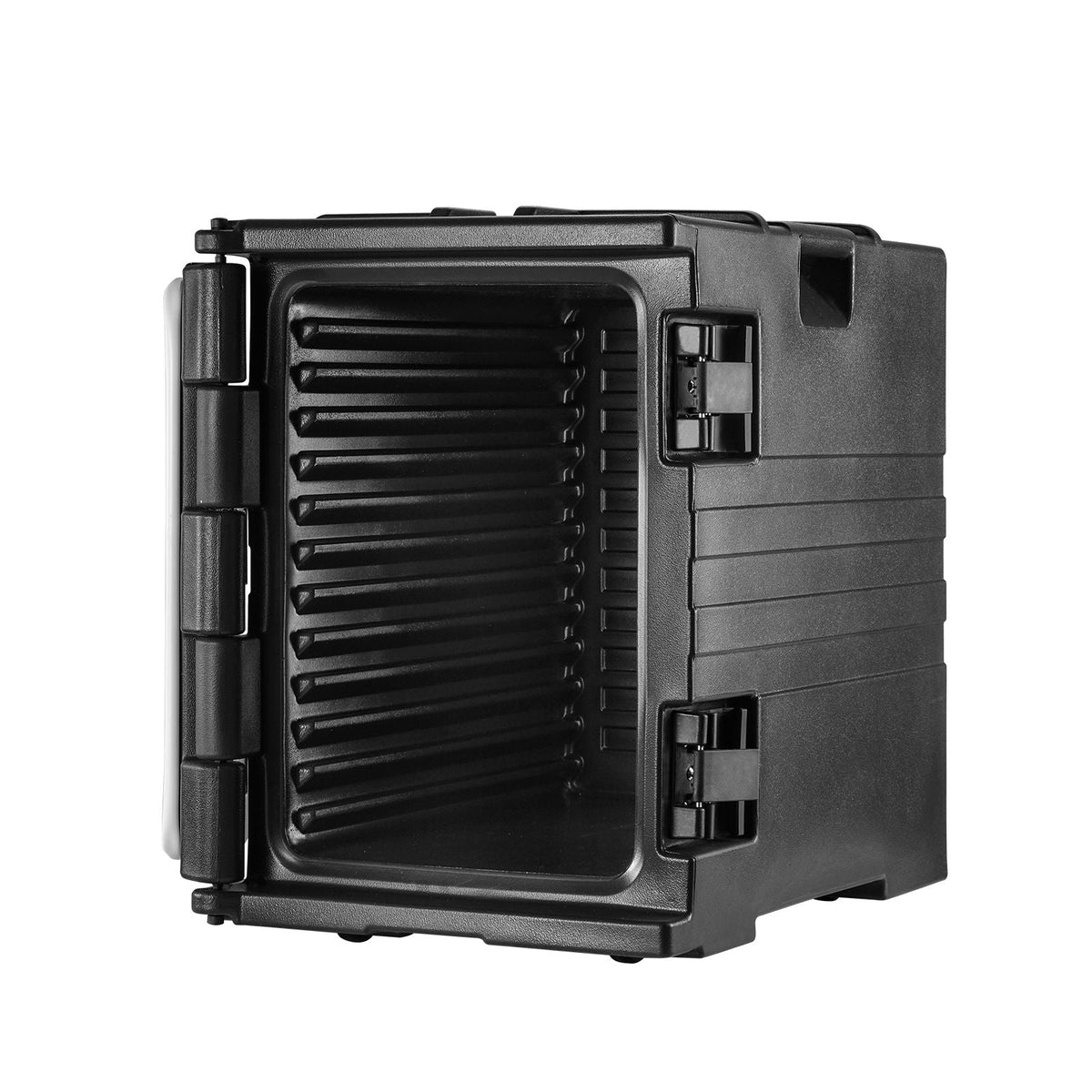 Insulated Food Pan Carrier, 82 Qt Hot Box for Catering, LLDPE Food Box Carrier with Double Buckles, Front Loading Food Warmer with Handles, Stackable End Loader for Restaurant, Canteen, etc. Bla