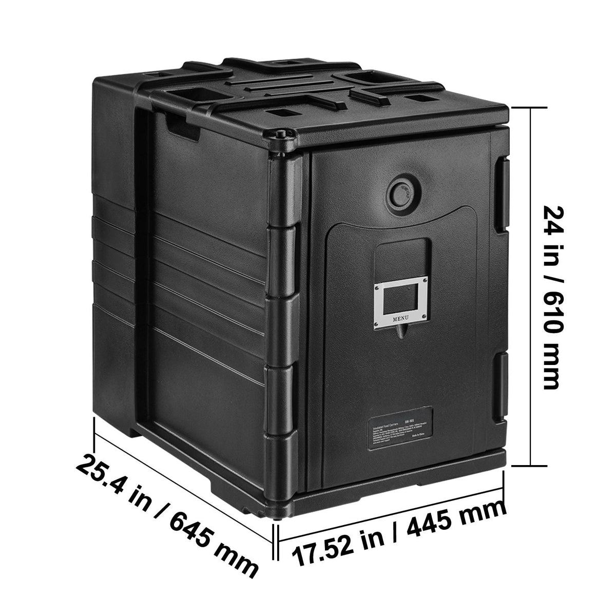 Insulated Food Pan Carrier, 82 Qt Hot Box for Catering, LLDPE Food Box Carrier with Double Buckles, Front Loading Food Warmer with Handles, Stackable End Loader for Restaurant, Canteen, etc. Bla