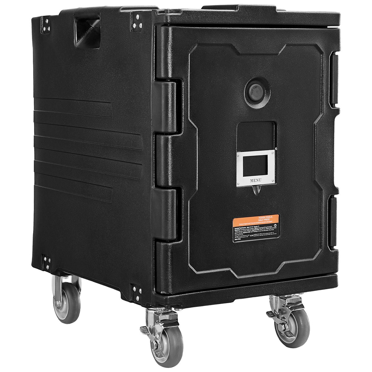 Insulated Food Pan Carrier, 95 Qt Hot Box for Catering, Food Box Carrier with Buckle, Front Loading Food Warmer with Handles, End Loader with Wheels for Restaurant, Canteen
