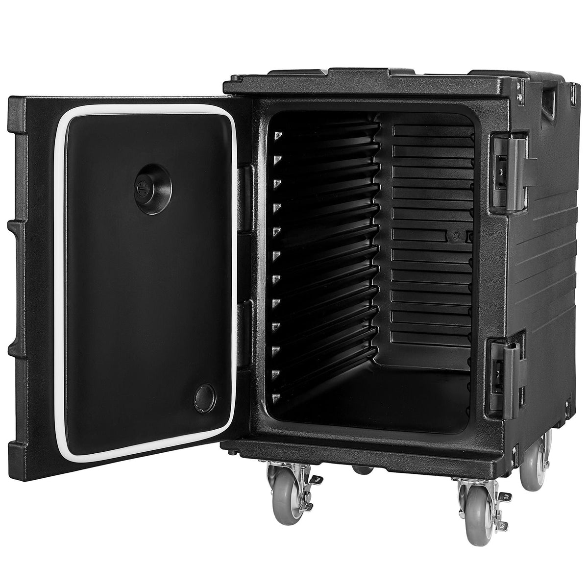 Insulated Food Pan Carrier, 95 Qt Hot Box for Catering, Food Box Carrier with Buckle, Front Loading Food Warmer with Handles, End Loader with Wheels for Restaurant, Canteen