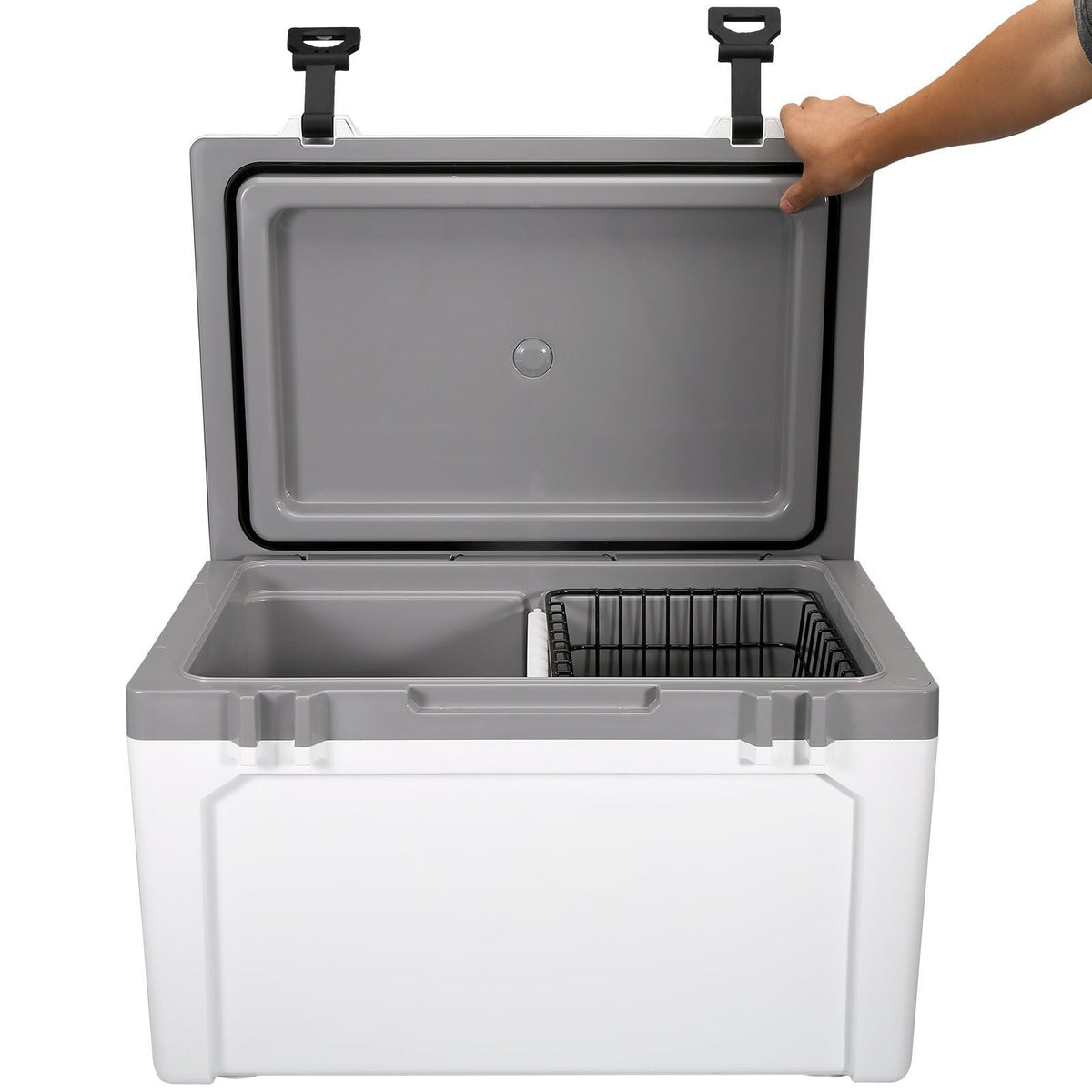 Insulated Portable Cooler, 52 qt, Holds 50 Cans, Ice Retention Hard Cooler with Heavy Duty Handle, Ice Chest Lunch Box for Camping, Beach, Picnic, Travel, Outdoor, Keeps Ice for up to 6 Days