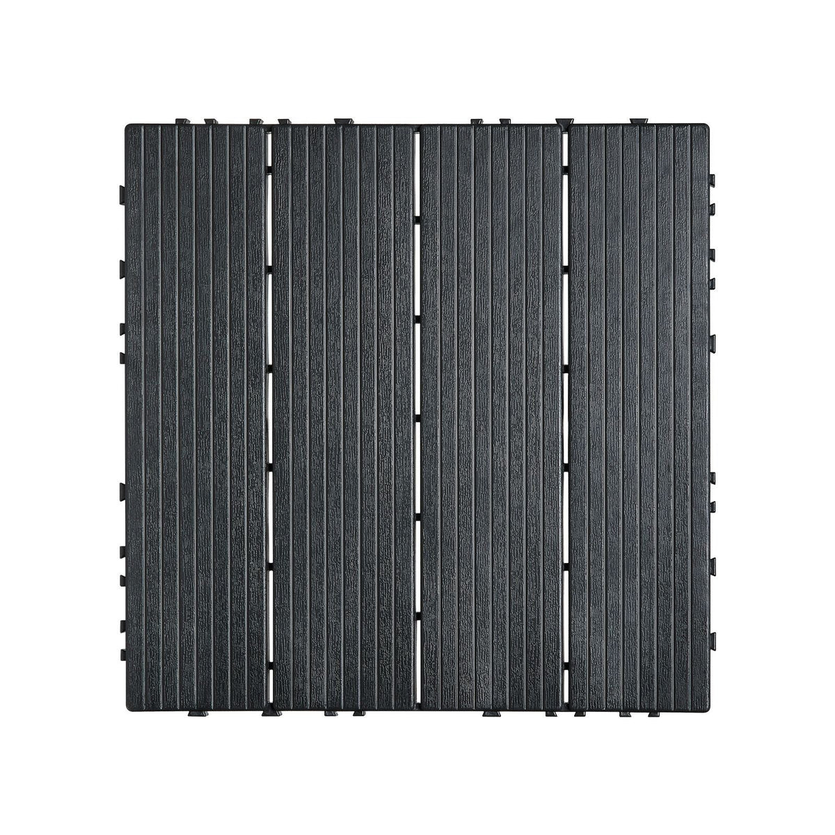 Interlocking Deck Tiles, 10 Pack,12"x12" 10 sq. ft Plastic Waterproof Outdoor Flooring All Weather Use, Patio Floor Decking Covering Tiles for Porch Poolside Balcony Backyard, Dark Grey