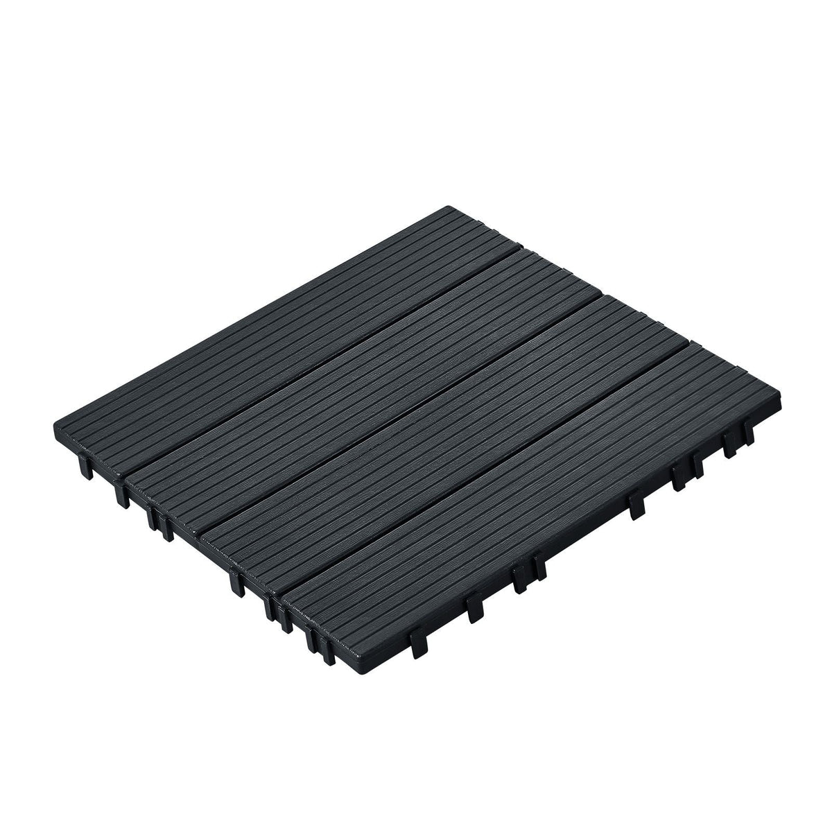 Interlocking Deck Tiles, 10 Pack,12"x12" 10 sq. ft Plastic Waterproof Outdoor Flooring All Weather Use, Patio Floor Decking Covering Tiles for Porch Poolside Balcony Backyard, Dark Grey