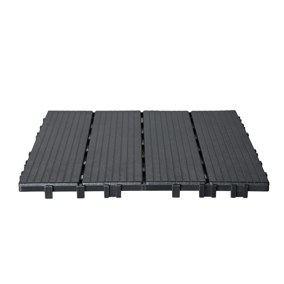 Interlocking Deck Tiles, 10 Pack,12"x12" 10 sq. ft Plastic Waterproof Outdoor Flooring All Weather Use, Patio Floor Decking Covering Tiles for Porch Poolside Balcony Backyard, Dark Grey