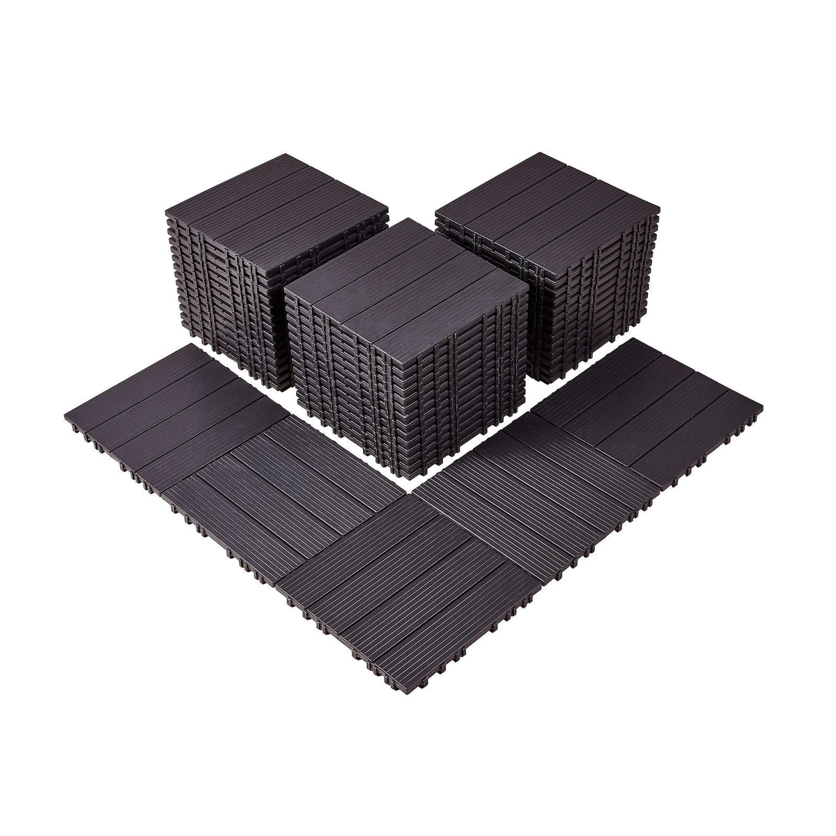 Interlocking Deck Tiles, 54 Pack,12"x12" 54 sq. ft Plastic Waterproof Outdoor Flooring All Weather Use, Patio Floor Decking Covering Tiles for Porch Poolside Balcony Backyard, Dark Brown