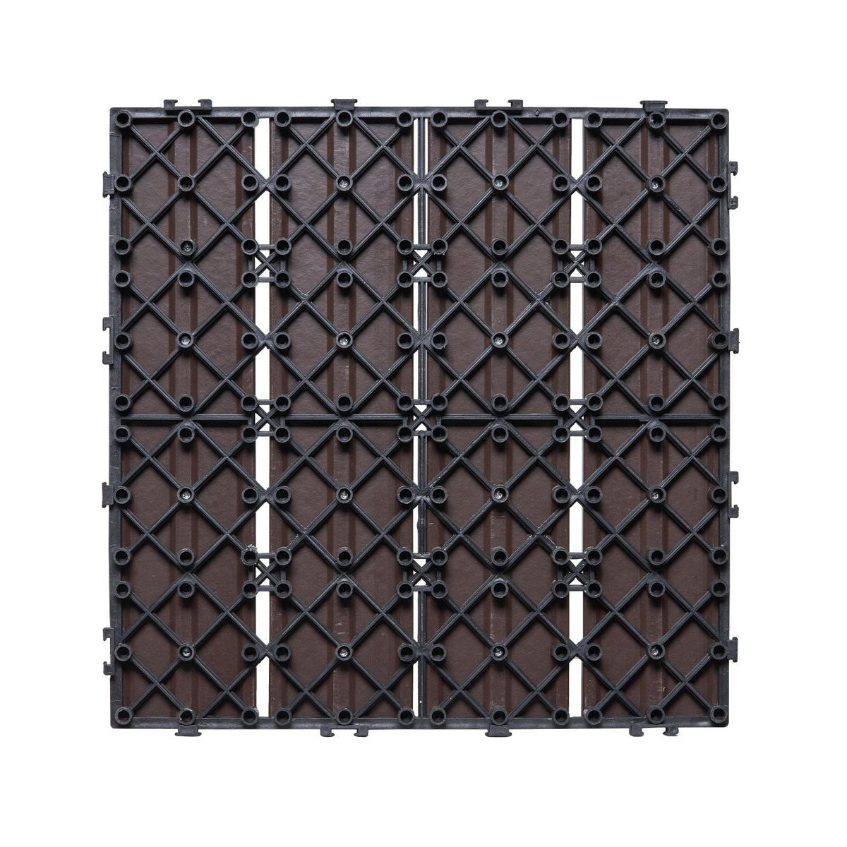 Interlocking Deck Tiles Plastic Wood, 10 Pack,12"x12" 10 sq. ft Waterproof Outdoor Flooring All Weather Use, Patio Floor Decking Covering Tiles for Porch Poolside Balcony Backyard, Dark Brown
