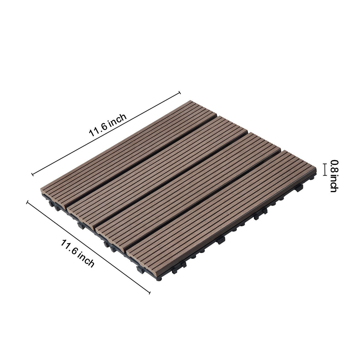 Interlocking Deck Tiles Plastic Wood, 27 Pack,12"x12" 27 sq. ft Waterproof Outdoor Flooring All Weather Use, Patio Floor Decking Covering Tiles for Porch Poolside Balcony Backyard, Dark Brown