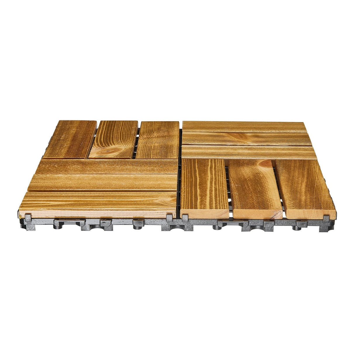 Interlocking Deck Tiles Solid Wood, 10 Pack,12"x12" Waterproof Camphor Pine Wood Flooring All Weather Use, Patio Floor Decking Covering Tiles for Porch Poolside Balcony Backyard, (Wooden)