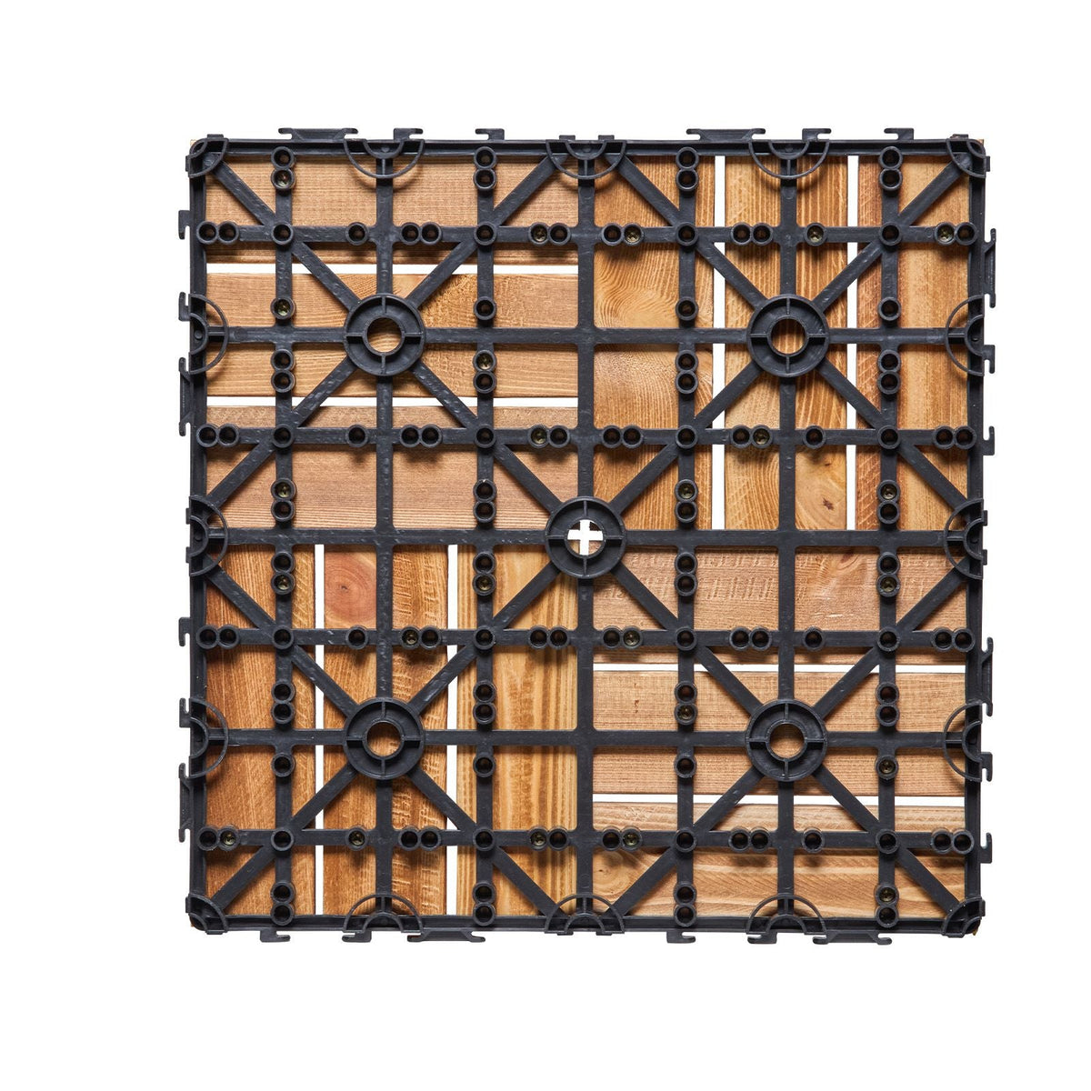 Interlocking Deck Tiles Solid Wood, 10 Pack,12"x12" Waterproof Camphor Pine Wood Flooring All Weather Use, Patio Floor Decking Covering Tiles for Porch Poolside Balcony Backyard, (Wooden)