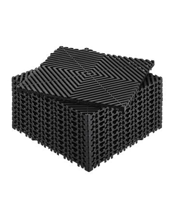 Interlocking Drainage Mat, 12' x 12' Modular Interlocking Cushion, 12 Pcs Splicing Drainage Mats, Non-Slip Black PP Drainage Floor Tile and Shower Mat, for Garage, Garden, Kitchen & Outdoor